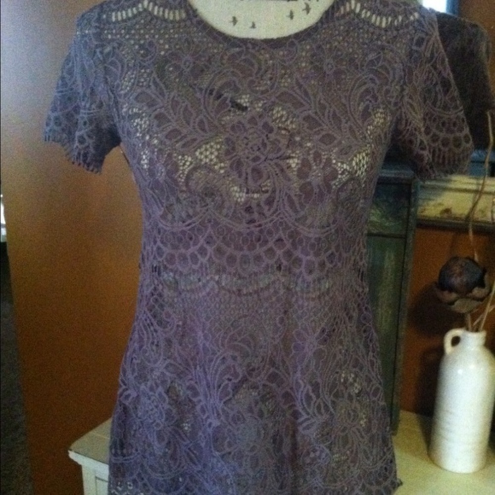 NWT Maurice's Purple Lace Top XS